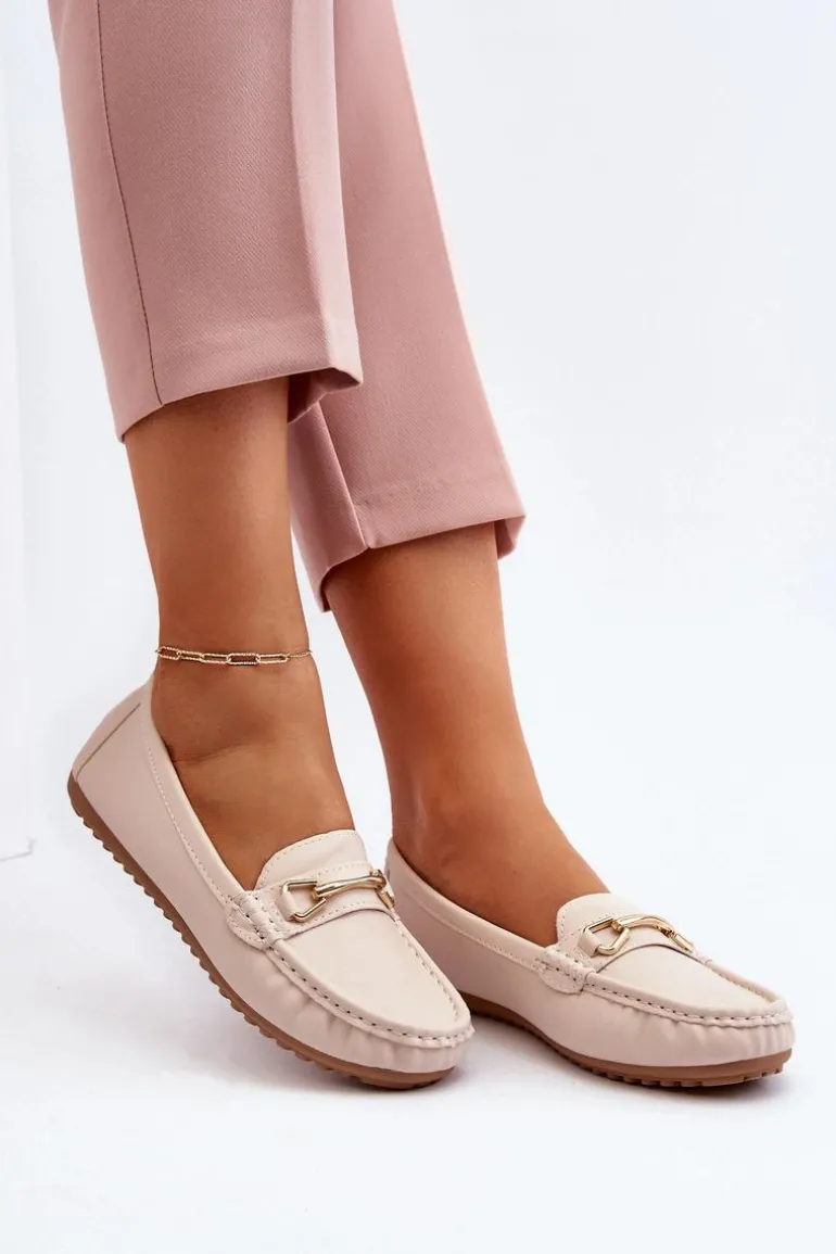Damskie Klasyczne Mokasyny Z Ozdobą Beżowe Ainslee