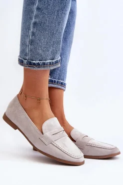 Damskie Klasyczne Mokasyny Szare Olevin