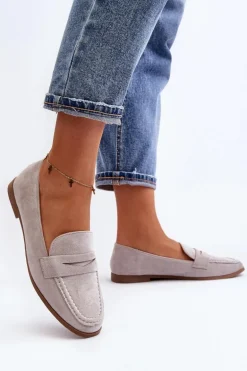 Damskie Klasyczne Mokasyny Szare Olevin