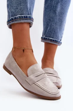 Damskie Klasyczne Mokasyny Szare Olevin