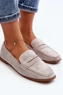 Damskie Klasyczne Mokasyny Szare Olevin