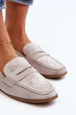 Damskie Klasyczne Mokasyny Szare Olevin