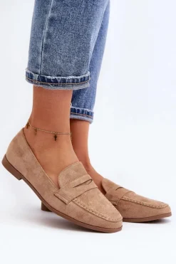 Damskie Klasyczne Mokasyny Ciemnobeżowe Olevin