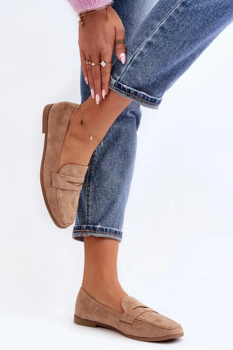 Damskie Klasyczne Mokasyny Ciemnobeżowe Olevin