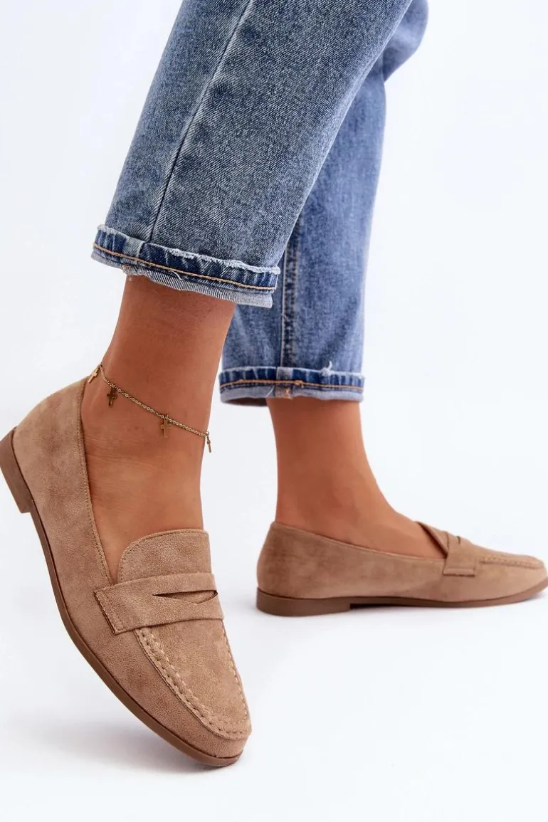 Damskie Klasyczne Mokasyny Ciemnobeżowe Olevin