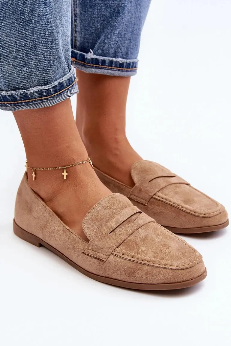 Damskie Klasyczne Mokasyny Ciemnobeżowe Olevin