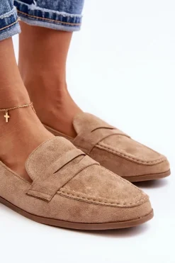 Damskie Klasyczne Mokasyny Ciemnobeżowe Olevin