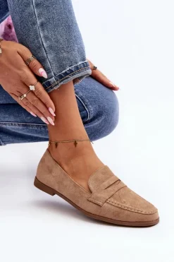 Damskie Klasyczne Mokasyny Ciemnobeżowe Olevin