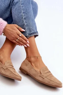 Damskie Klasyczne Mokasyny Ciemnobeżowe Olevin