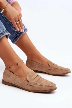 Damskie Klasyczne Mokasyny Ciemnobeżowe Olevin