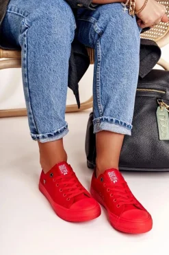 Damskie Klasyczne Niskie Trampki BIG STAR AA274007 Czerwone