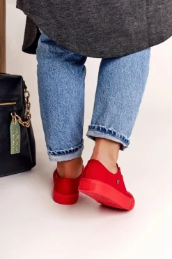 Damskie Klasyczne Niskie Trampki BIG STAR AA274007 Czerwone