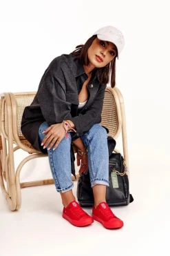 Damskie Klasyczne Niskie Trampki BIG STAR AA274007 Czerwone