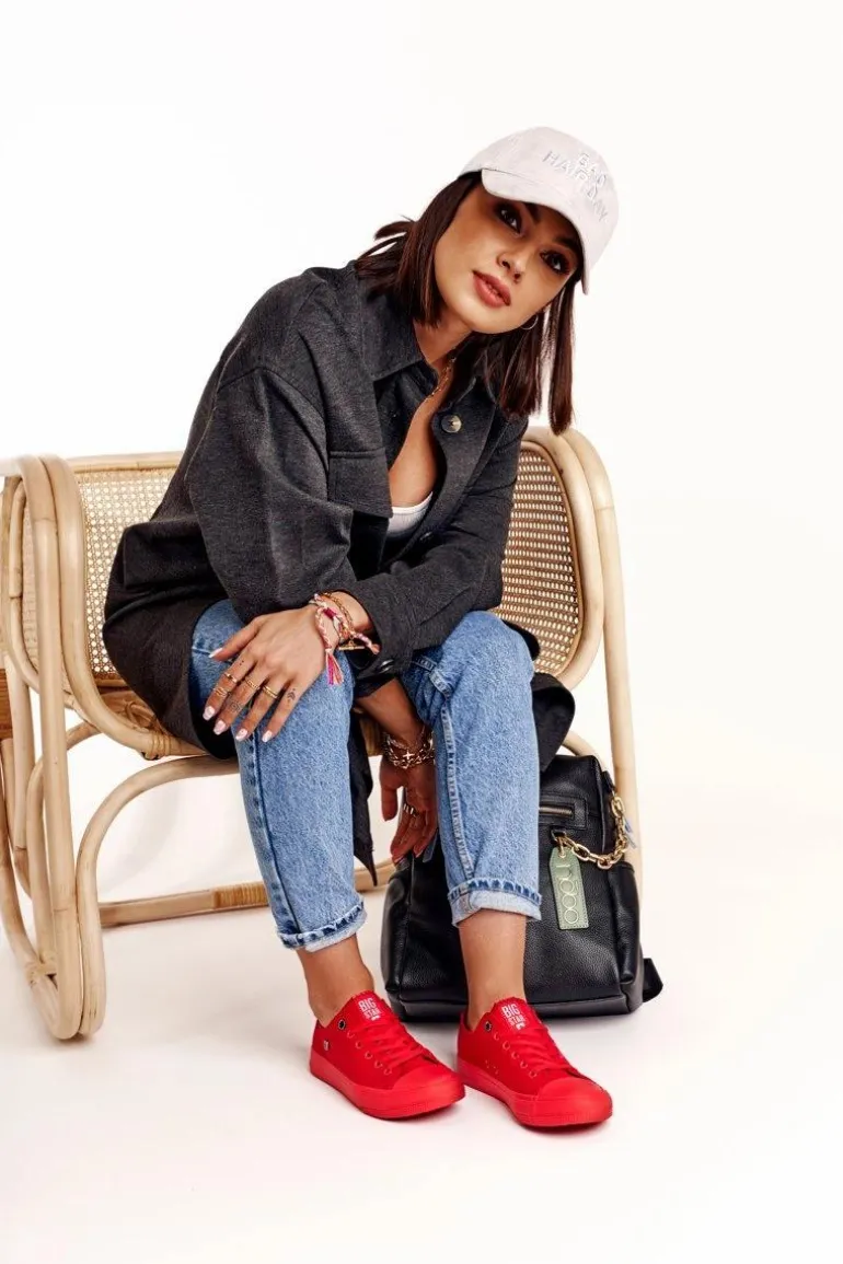 Damskie Klasyczne Niskie Trampki BIG STAR AA274007 Czerwone