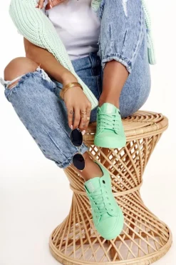 Damskie Klasyczne Niskie Trampki BIG STAR AA274030 Zielone