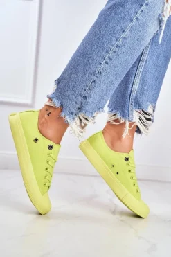 Damskie Klasyczne Niskie Trampki BIG STAR AA274012 Limonkowe