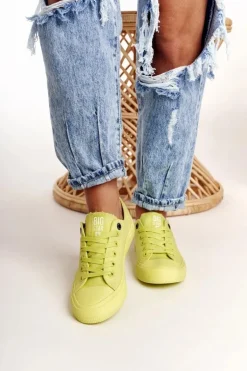 Damskie Klasyczne Niskie Trampki BIG STAR AA274012 Limonkowe