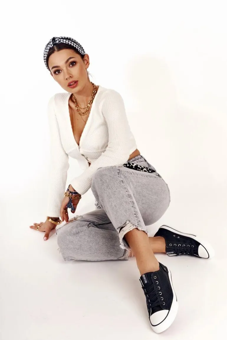 Damskie Klasyczne Niskie Trampki Big Star DD274338 Czarne