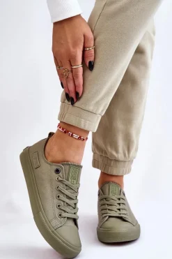 Damskie Klasyczne Niskie Trampki Big Star LL274028 Zielone