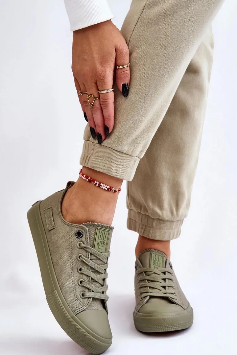 Damskie Klasyczne Niskie Trampki Big Star LL274028 Zielone