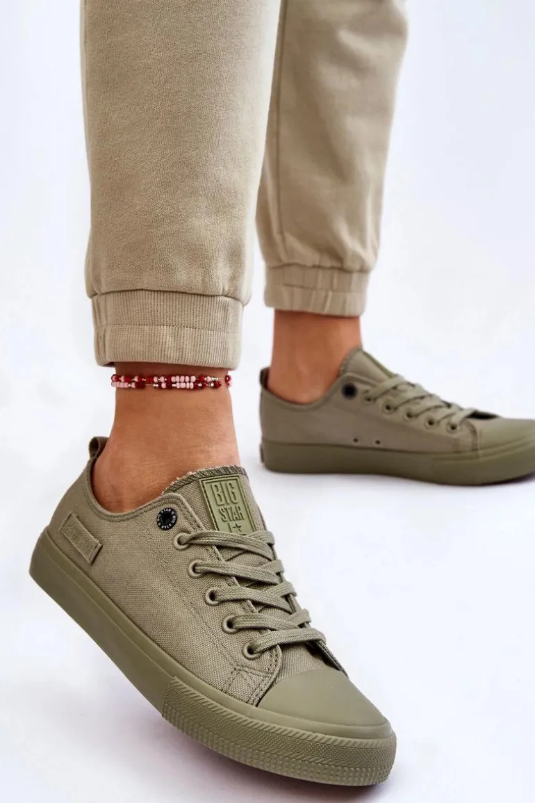 Damskie Klasyczne Niskie Trampki Big Star LL274028 Zielone