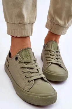 Damskie Klasyczne Niskie Trampki Big Star LL274028 Zielone