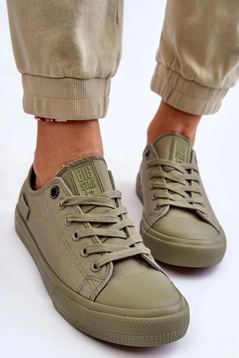 Damskie Klasyczne Niskie Trampki Big Star LL274028 Zielone