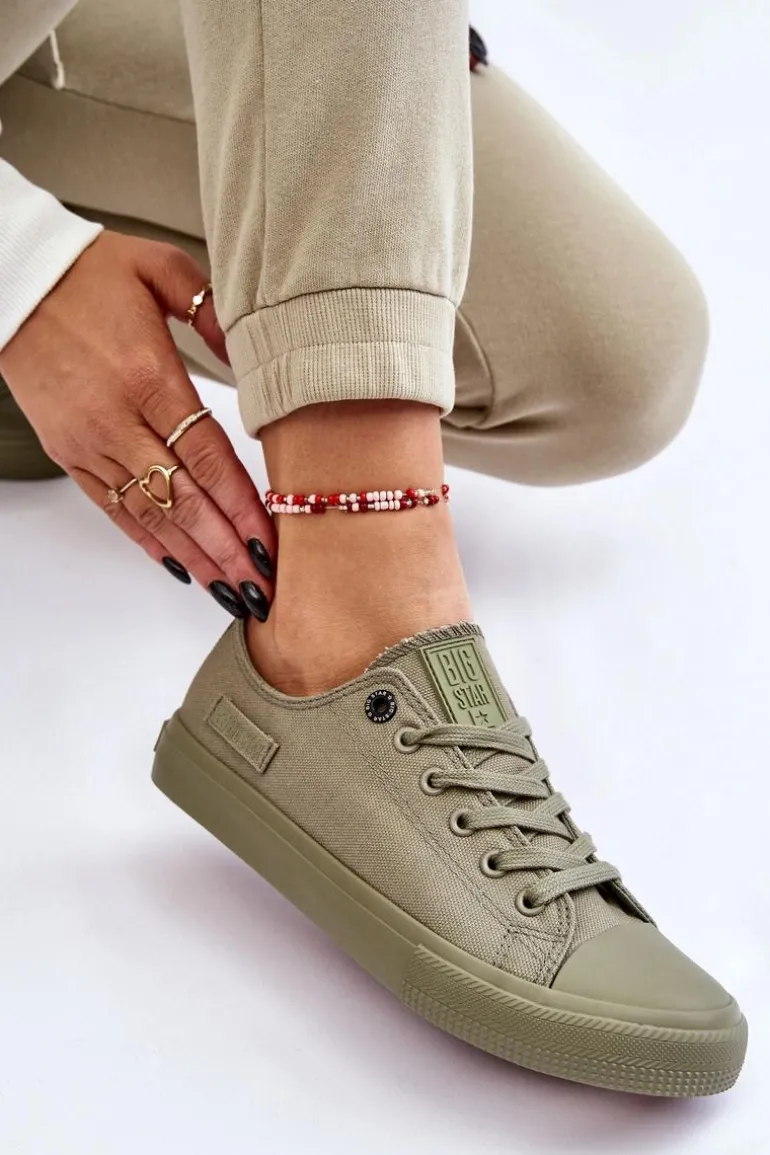 Damskie Klasyczne Niskie Trampki Big Star LL274028 Zielone