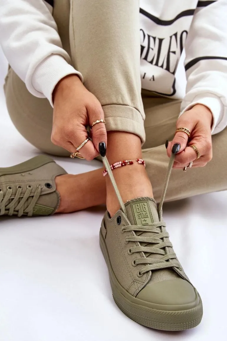 Damskie Klasyczne Niskie Trampki Big Star LL274028 Zielone