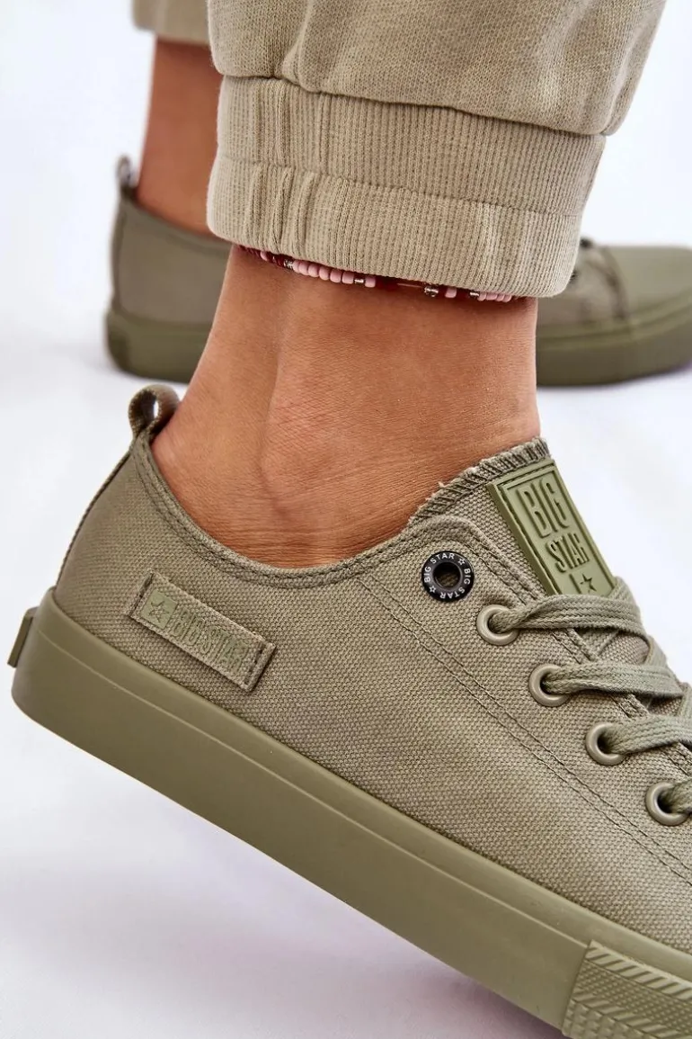 Damskie Klasyczne Niskie Trampki Big Star LL274028 Zielone