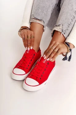 Damskie Klasyczne Niskie Trampki Big Star DD274339 Czerwone