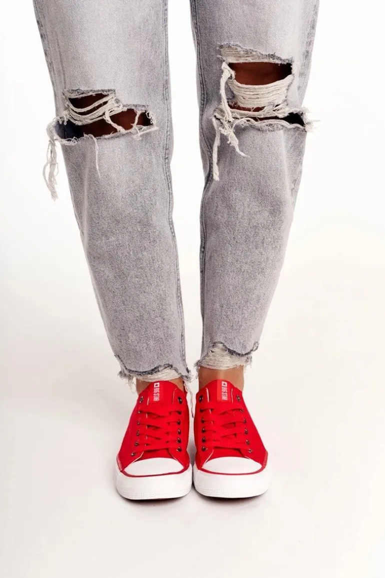 Damskie Klasyczne Niskie Trampki Big Star DD274339 Czerwone