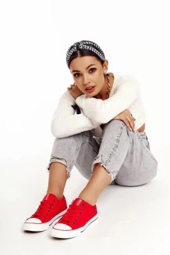 Damskie Klasyczne Niskie Trampki Big Star DD274339 Czerwone