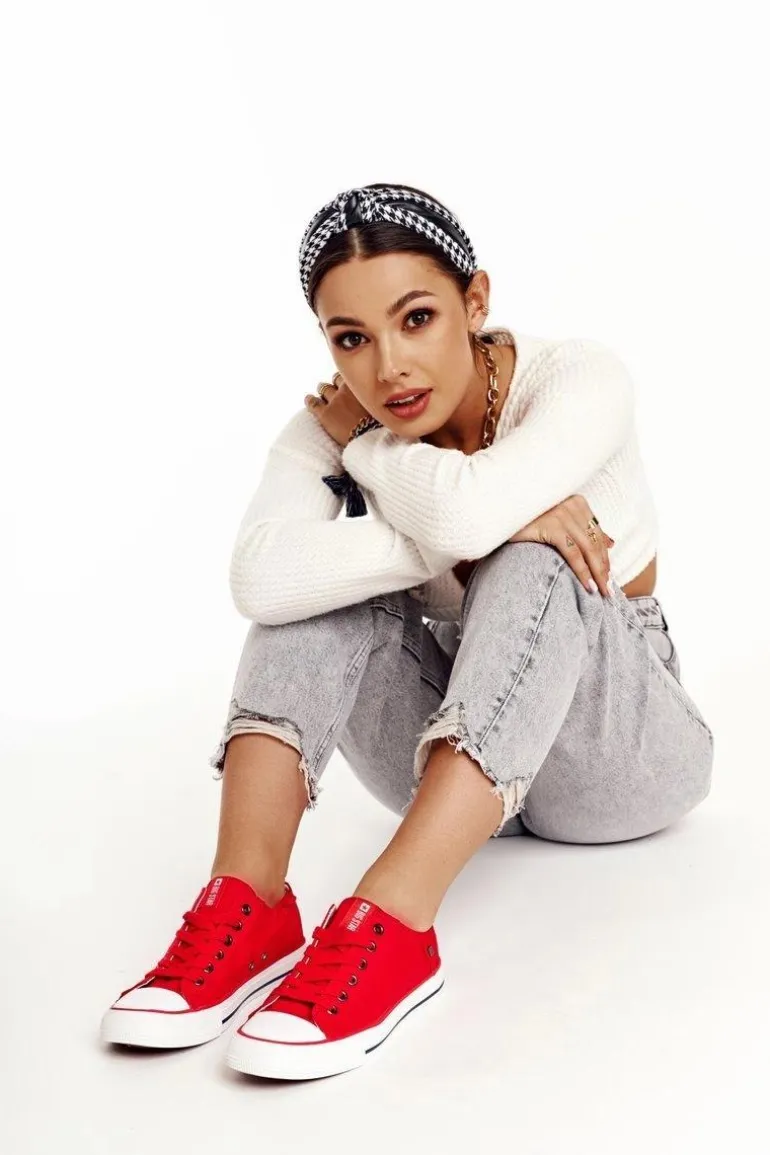 Damskie Klasyczne Niskie Trampki Big Star DD274339 Czerwone