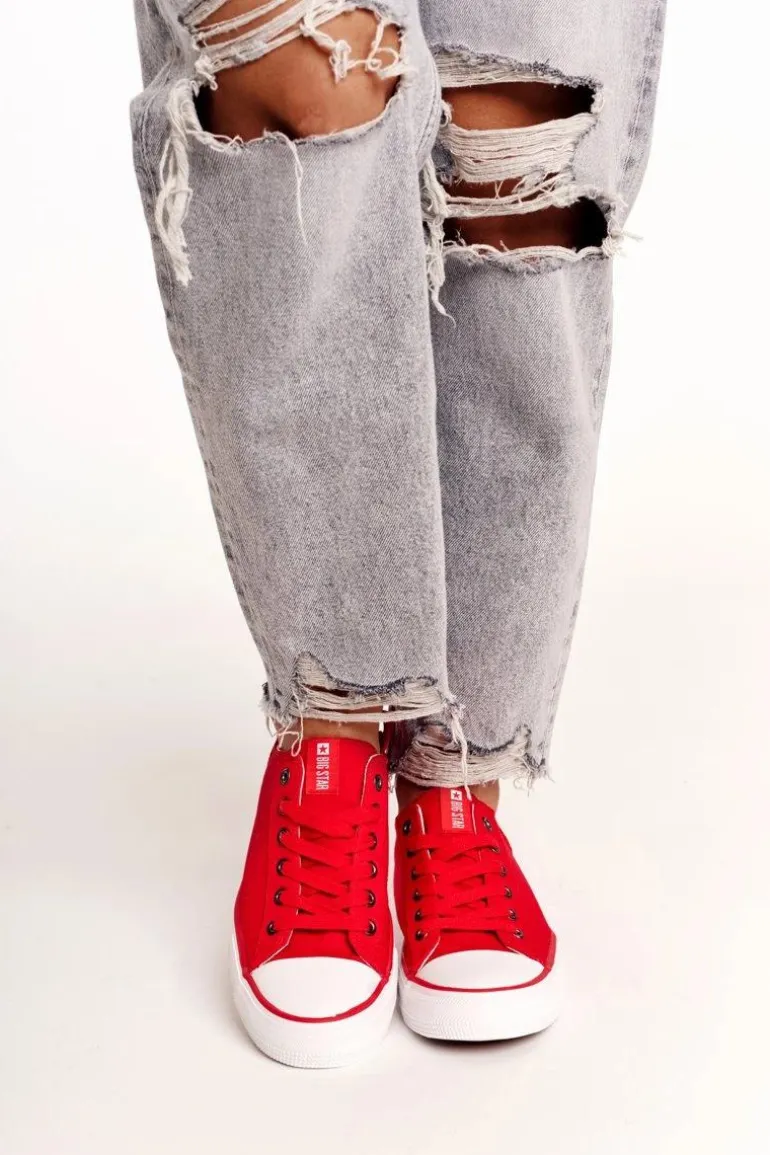 Damskie Klasyczne Niskie Trampki Big Star DD274339 Czerwone