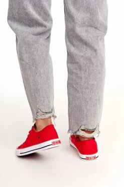 Damskie Klasyczne Niskie Trampki Big Star DD274339 Czerwone