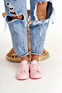 Damskie Klasyczne Niskie Trampki BIG STAR AA274028 Różowe