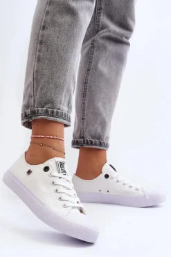 Damskie Klasyczne Niskie Trampki BIG STAR AA274010 Białe