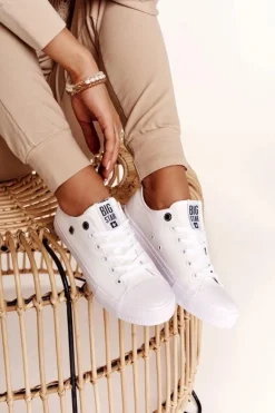 Damskie Klasyczne Niskie Trampki BIG STAR AA274010 Białe