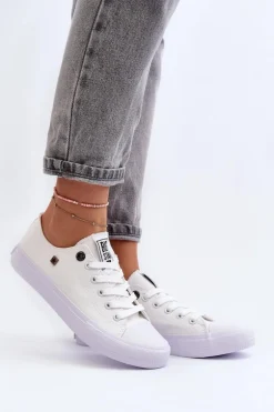 Damskie Klasyczne Niskie Trampki BIG STAR AA274010 Białe