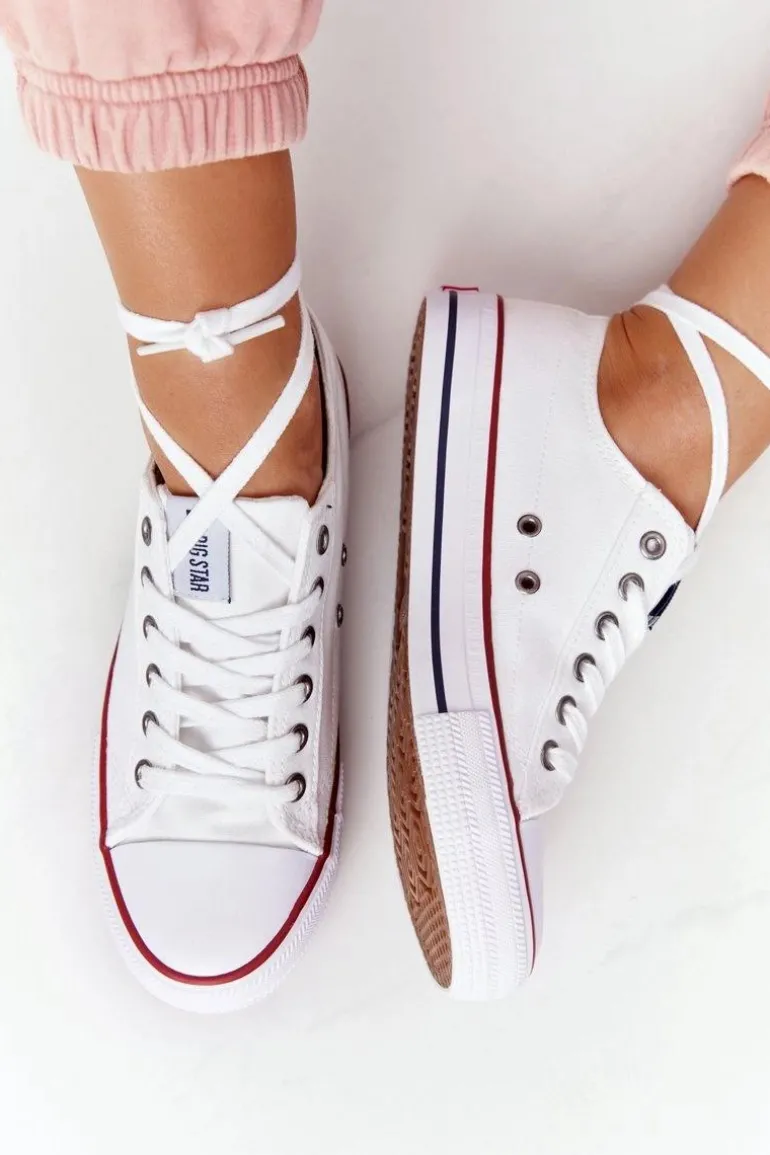 Damskie Klasyczne Niskie Trampki Big Star DD274336 Białe