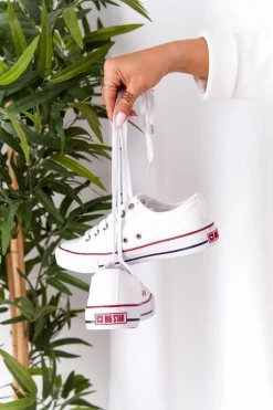 Damskie Klasyczne Niskie Trampki Big Star DD274336 Białe