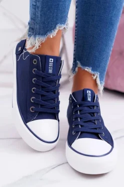 Damskie Klasyczne Niskie Trampki Big Star DD274335 Granatowe