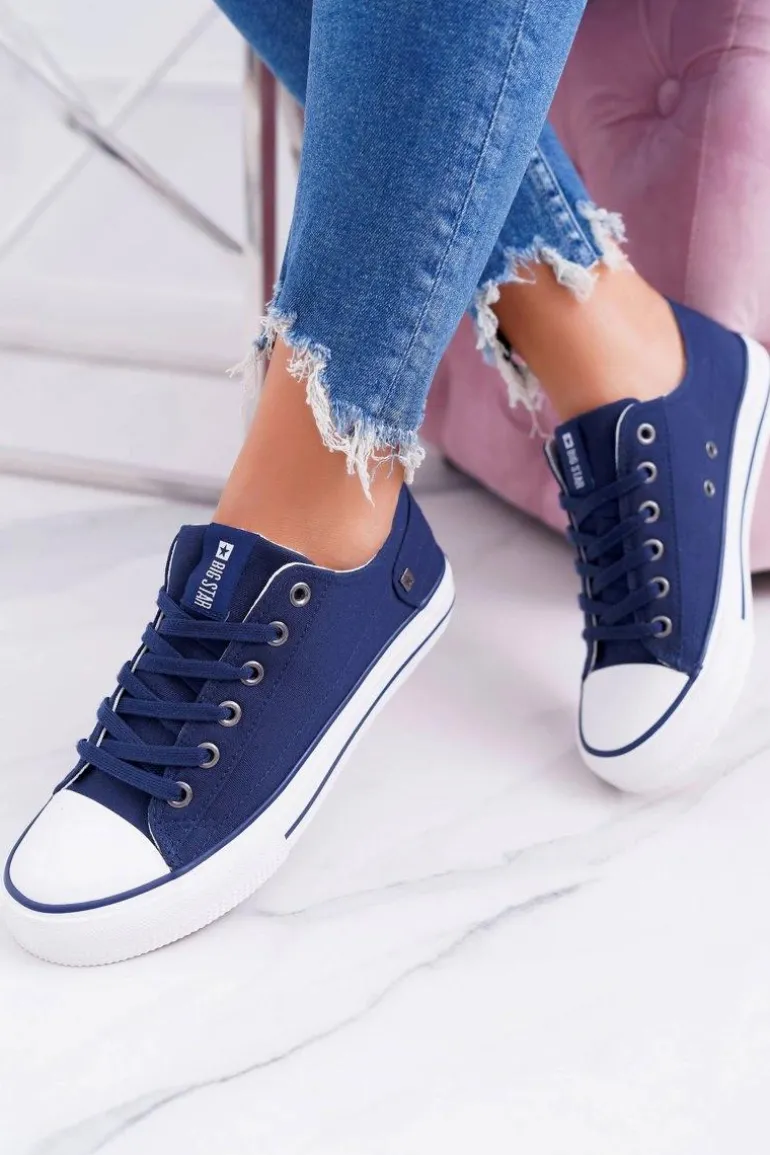 Damskie Klasyczne Niskie Trampki Big Star DD274335 Granatowe