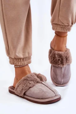 Damskie Klasyczne Papcie Z Futerkiem Jasnobrązowe Lorine