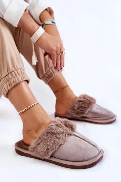 Damskie Klasyczne Papcie Z Futerkiem Jasnobrązowe Lorine