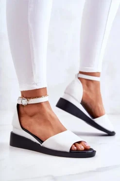 Damskie Klasyczne Sandały Na Sprzączkę Białe Deserve