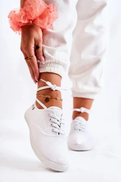 Damskie Klasyczne Tenisówki Wiązane Białe Dellis