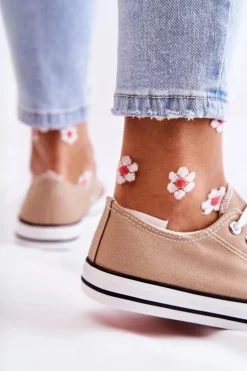 Damskie Klasyczne Trampki Wiązane Ciemnobeżowe Be Mine