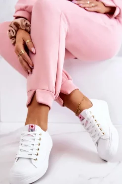 Damskie Klasyczne Trampki Biało-Złote Ecoma